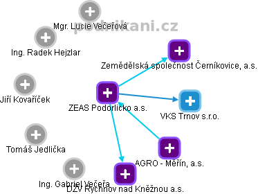 ZEAS Podorlicko a.s. - náhled vizuálního zobrazení vztahů obchodního rejstříku