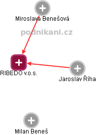 RIBEDO v.o.s. - náhled vizuálního zobrazení vztahů obchodního rejstříku