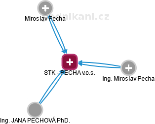 STK - PECHA v.o.s. - náhled vizuálního zobrazení vztahů obchodního rejstříku
