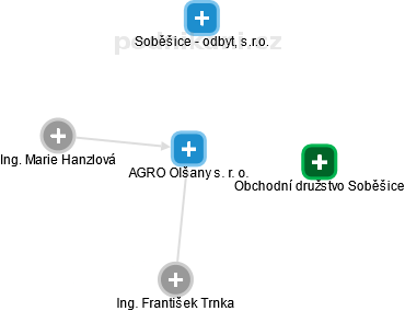 AGRO Olšany s. r. o. - náhled vizuálního zobrazení vztahů obchodního rejstříku