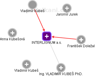 INTERLIGNUM a.s. - náhled vizuálního zobrazení vztahů obchodního rejstříku