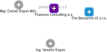 Thannos consulting a.s. - náhled vizuálního zobrazení vztahů obchodního rejstříku