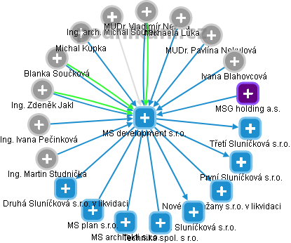 MS development s.r.o. - náhled vizuálního zobrazení vztahů obchodního rejstříku