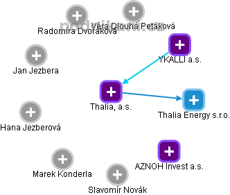 Thalia, a.s. - náhled vizuálního zobrazení vztahů obchodního rejstříku
