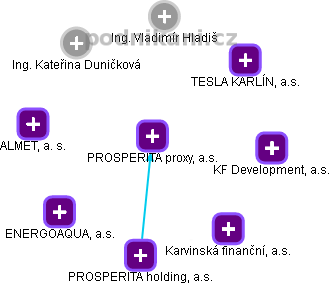 PROSPERITA proxy, a.s. - náhled vizuálního zobrazení vztahů obchodního rejstříku