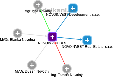 NOVOINVEST a.s. - náhled vizuálního zobrazení vztahů obchodního rejstříku