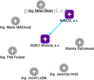 AGRO Vnorovy, a.s. - náhled vizuálního zobrazení vztahů obchodního rejstříku