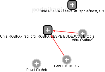 Unie ROSKA - reg. org. ROSKA ČESKÉ BUDĚJOVICE, z.p.s. - náhled vizuálního zobrazení vztahů obchodního rejstříku
