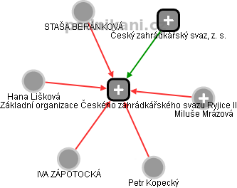 Základní organizace Českého zahrádkářského svazu Ryjice II - náhled vizuálního zobrazení vztahů obchodního rejstříku