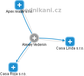  Alexey V. - Vizualizace  propojení osoby a firem v obchodním rejstříku