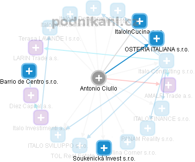 Antonio Ciullo - Vizualizace  propojení osoby a firem v obchodním rejstříku