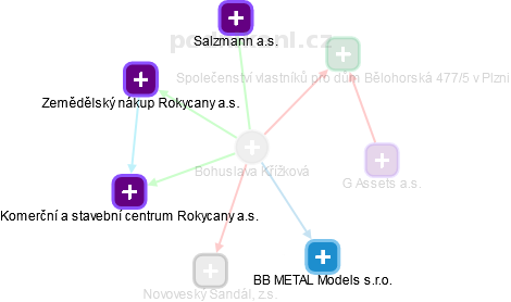  Bohuslava K. - Vizualizace  propojení osoby a firem v obchodním rejstříku