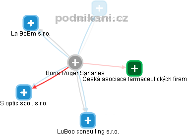 Boris Roger Sananes - Vizualizace  propojení osoby a firem v obchodním rejstříku