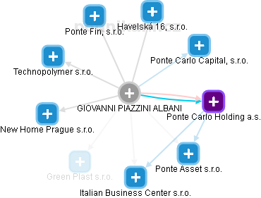 GIOVANNI PIAZZINI ALBANI - Vizualizace  propojení osoby a firem v obchodním rejstříku