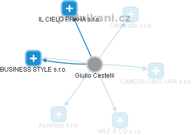 Giulio Cestelli - Vizualizace  propojení osoby a firem v obchodním rejstříku
