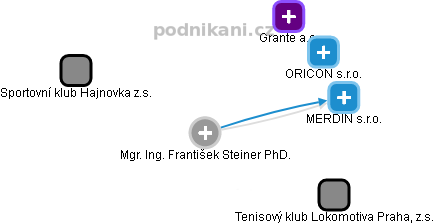 František Steiner - Vizualizace  propojení osoby a firem v obchodním rejstříku