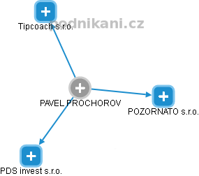 PAVEL PROCHOROV - Vizualizace  propojení osoby a firem v obchodním rejstříku