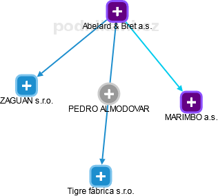  Pedro A. - Vizualizace  propojení osoby a firem v obchodním rejstříku