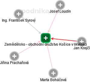 Zemědělsko - obchodní družstvo Košice v likvidaci - náhled vizuálního zobrazení vztahů obchodního rejstříku