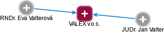 VALEX v.o.s. - náhled vizuálního zobrazení vztahů obchodního rejstříku