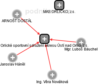 Orlické sportovní sdružení okresu Ústí nad Orlicí, z.s. - náhled vizuálního zobrazení vztahů obchodního rejstříku