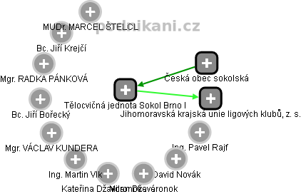Tělocvičná jednota Sokol Brno I - náhled vizuálního zobrazení vztahů obchodního rejstříku