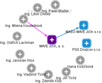 MAVE Jičín, a. s. - náhled vizuálního zobrazení vztahů obchodního rejstříku