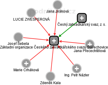 Základní organizace Českého zahrádkářského svazu Stařechovice - náhled vizuálního zobrazení vztahů obchodního rejstříku