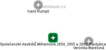 Společenství vlastníků Milheimova 2854, 2855 a 2856, Pardubice - náhled vizuálního zobrazení vztahů obchodního rejstříku