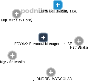 EDYMAX Personal Management SE - náhled vizuálního zobrazení vztahů obchodního rejstříku