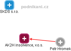 AK2H insolvence, v.o.s. - náhled vizuálního zobrazení vztahů obchodního rejstříku
