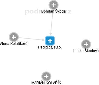 Pedig.cz, s.r.o. - náhled vizuálního zobrazení vztahů obchodního rejstříku