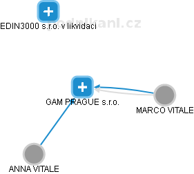 GAM PRAGUE s.r.o. - náhled vizuálního zobrazení vztahů obchodního rejstříku