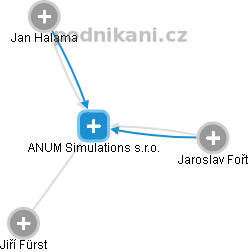 ANUM Simulations s.r.o. - náhled vizuálního zobrazení vztahů obchodního rejstříku