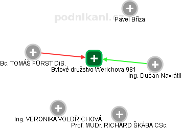 Bytové družstvo Werichova 981 - náhled vizuálního zobrazení vztahů obchodního rejstříku