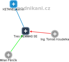Tres GEMMAS SE - náhled vizuálního zobrazení vztahů obchodního rejstříku