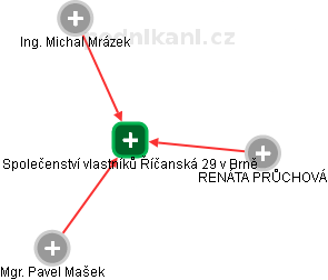 Společenství vlastníků Říčanská 29 v Brně - náhled vizuálního zobrazení vztahů obchodního rejstříku