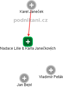 Nadace Lilie & Karla Janečkových - náhled vizuálního zobrazení vztahů obchodního rejstříku