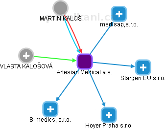 Artesian Medical a.s. - náhled vizuálního zobrazení vztahů obchodního rejstříku