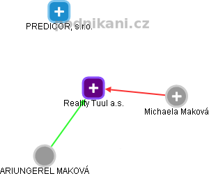Reality Tuul a.s. - náhled vizuálního zobrazení vztahů obchodního rejstříku