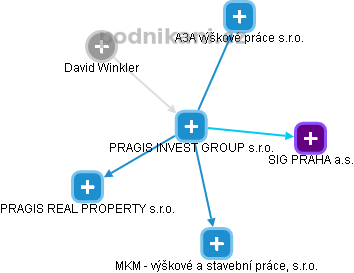 PRAGIS INVEST GROUP s.r.o. - náhled vizuálního zobrazení vztahů obchodního rejstříku