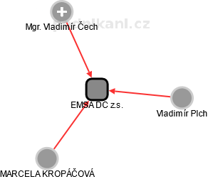 EMSA DC z.s. - náhled vizuálního zobrazení vztahů obchodního rejstříku