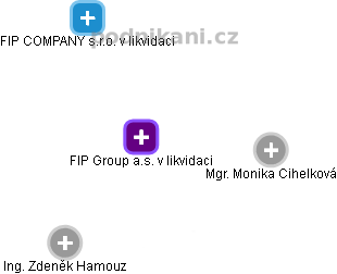 FIP Group a.s. v likvidaci - náhled vizuálního zobrazení vztahů obchodního rejstříku