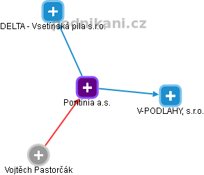 Pontinia a.s. - náhled vizuálního zobrazení vztahů obchodního rejstříku