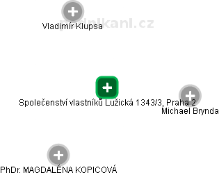 Společenství vlastníků Lužická 1343/3, Praha 2 - náhled vizuálního zobrazení vztahů obchodního rejstříku