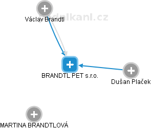 BRANDTL PET s.r.o. - náhled vizuálního zobrazení vztahů obchodního rejstříku