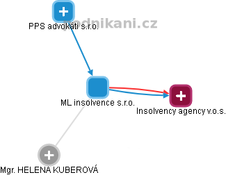 ML insolvence s.r.o. - náhled vizuálního zobrazení vztahů obchodního rejstříku