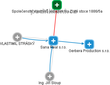 Sana Real s.r.o. - náhled vizuálního zobrazení vztahů obchodního rejstříku