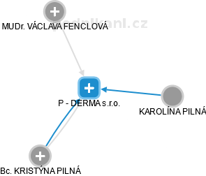 P - DERMA s.r.o. - náhled vizuálního zobrazení vztahů obchodního rejstříku