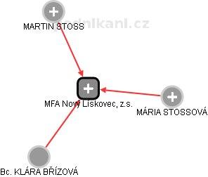 MFA Nový Lískovec, z.s. - náhled vizuálního zobrazení vztahů obchodního rejstříku